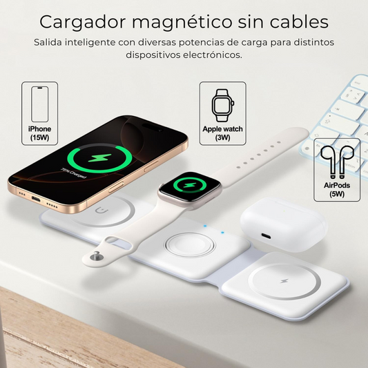 ESTACION DE CARGA INALAMBRICA 3 EN 1