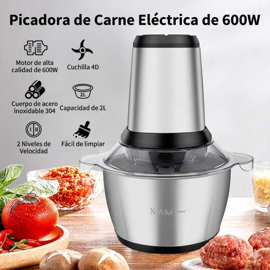 MasterChop 2L - Picadora Eléctrica Inox de Doble Velocidad