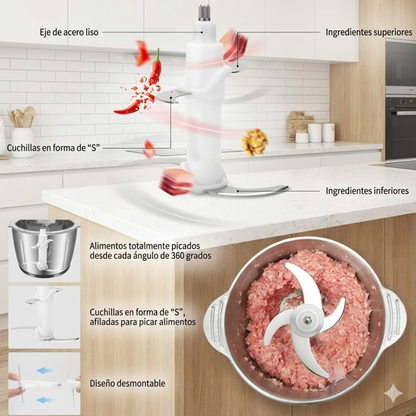 MasterChop 2L - Picadora Eléctrica Inox de Doble Velocidad