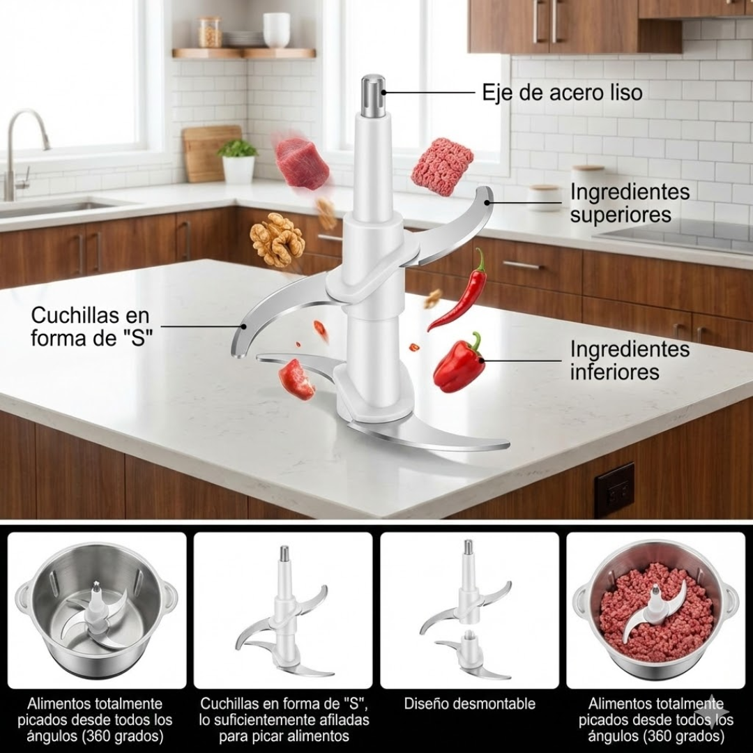 MasterChop 2L - Picadora Eléctrica Inox de Doble Velocidad